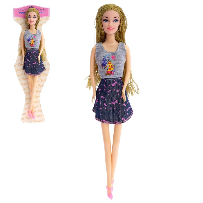 Кукла модель "Катя" в платье и туфельках, МИКС