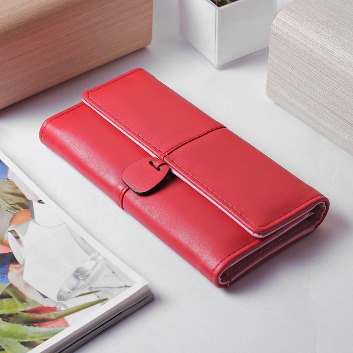 Кошелёк женский, 3 отдела, для карт, монет, цвет красный