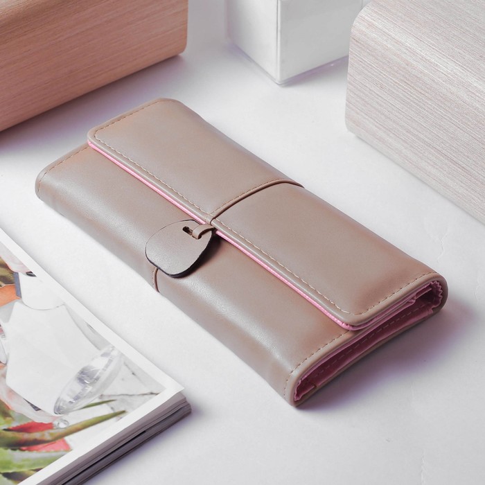 Кошелёк женский, 3 отдела, для карт, монет, цвет бежевый