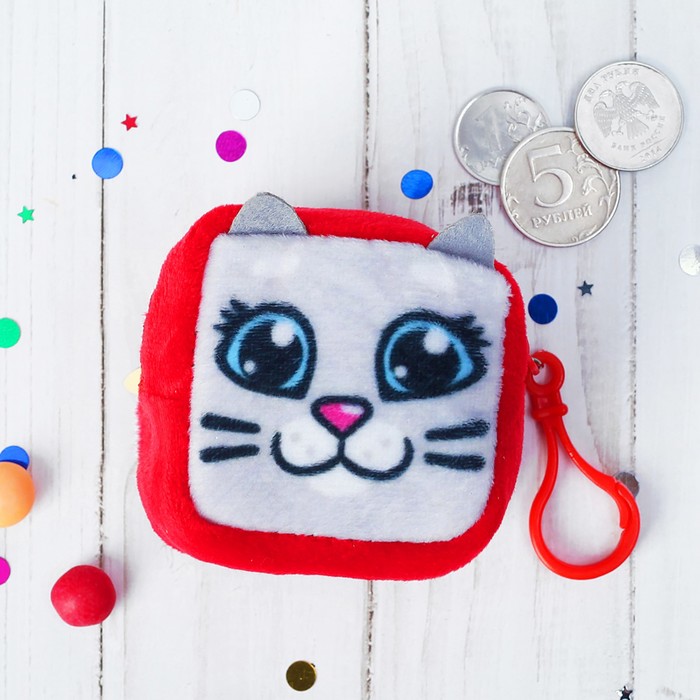 Кошелёк детский "Котик", 5,5 х 5,5 cм