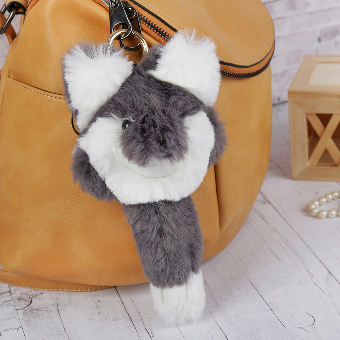 Пушистик на кольце "Лисёнок" серый 23х14х7 см