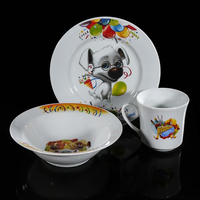 Набор посуды "Всезнайка Рекс", 3 предмета: кружка 250 мл, миска 300 мл, тарелка 20 см