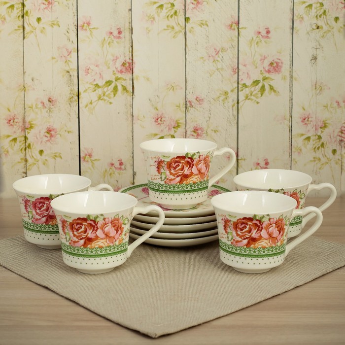 Сервиз чайный "Розали", 10 предметов: 5 чашек 150 мл, 5 блюдец 12,7 см, цвет МИКС УЦЕНКА