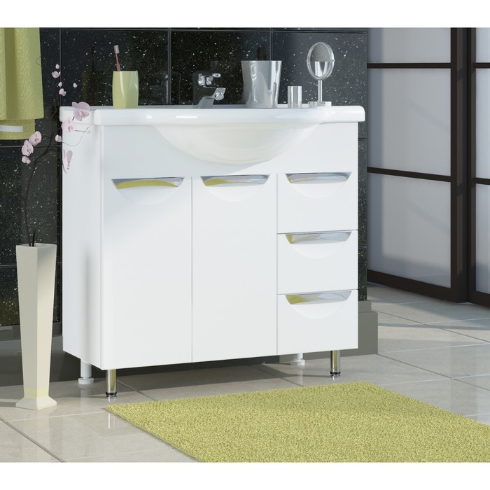 Тумба Sun&Aqua "Джика 80", 2 двери, 3 ящик, под умывальник "Эльбрус 80"