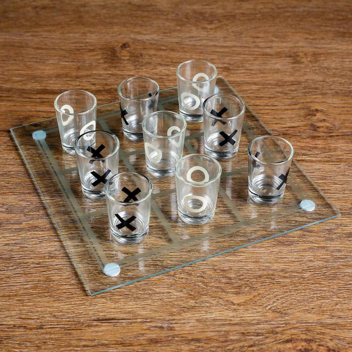 фото Пьяная игра "крестики-нолики": 9 стопок, доска 20×20 см
