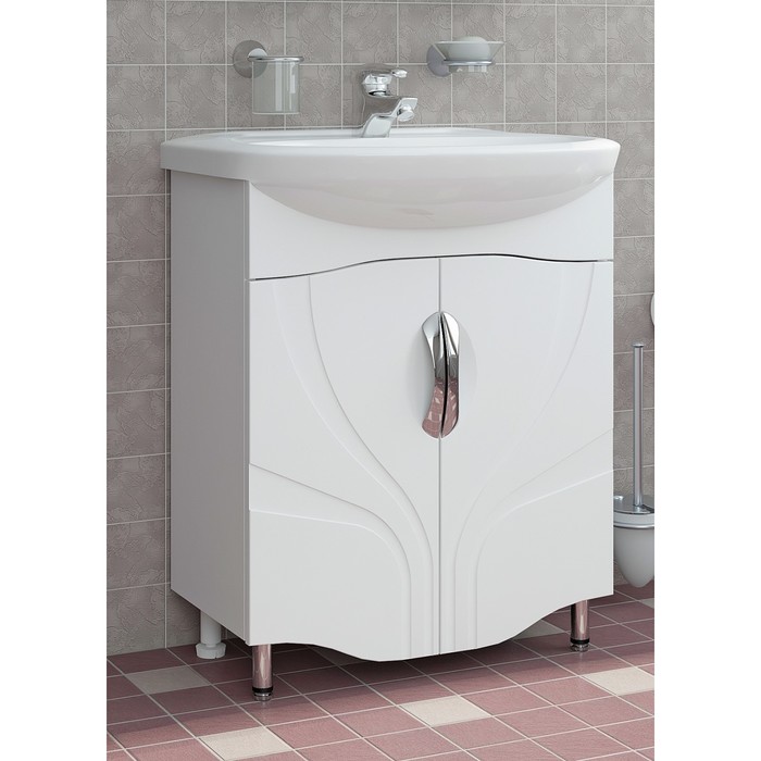 Тумба Sun&Aqua "Лотос 50", 2 двери, цвет белый, под умывальник "Уют 50"