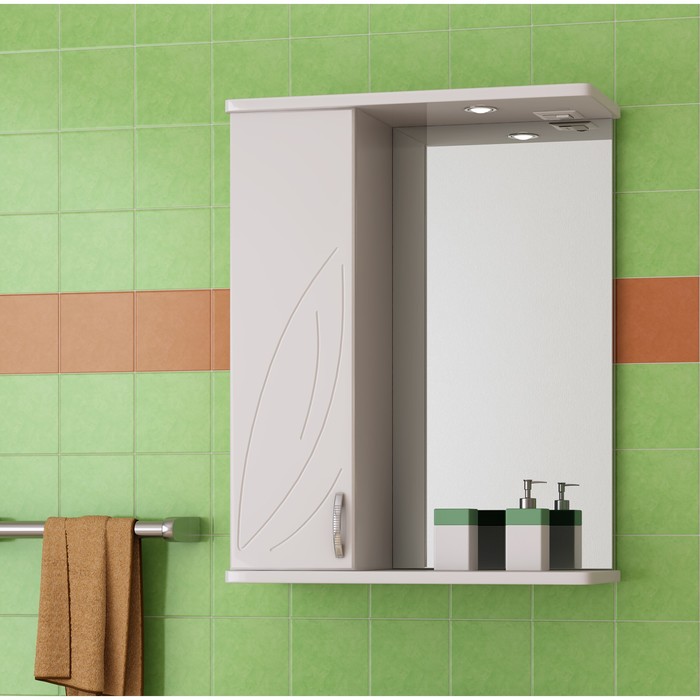 Шкаф-зеркало Sun&amp;Aqua "Весна С", левый, цвет белый