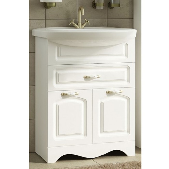 Тумба Sun&Aqua "Наталия 55", 2 двери,1 ящик, цвет белый, под умывальник "Уют 55"