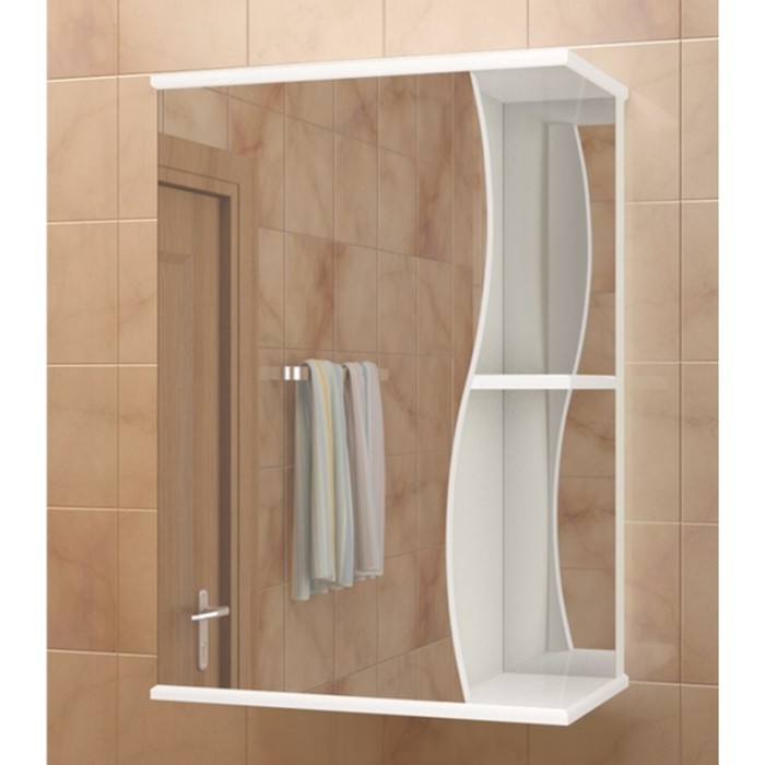 Шкаф-зеркало Sun&amp;Aqua "Волна 50", левый, цвет белый