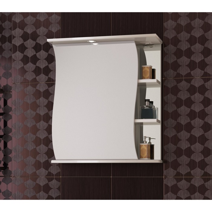 Шкаф-зеркало Sun&amp;Aqua "Волна 60 С", левый, цвет белый