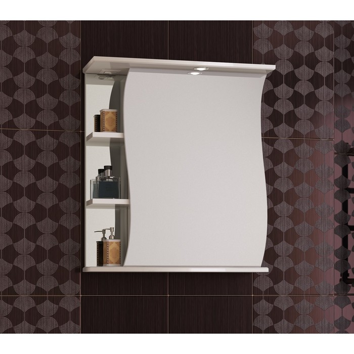 Шкаф-зеркало Sun&amp;Aqua "Волна 60 С", правый, цвет белый