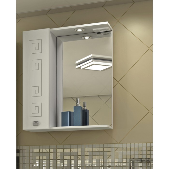 Шкаф-зеркало Sun&amp;Aqua "Греция 55 С", левый, цвет белый