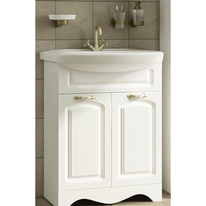 Тумба Sun&amp;Aqua "Наталия 60", 2 двери, цвет белый, под умывальник "Уют 60"