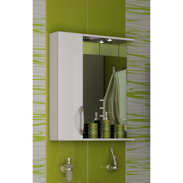 Шкаф-зеркало Sun&amp;Aqua "Джика 50 С", левый, цвет белый