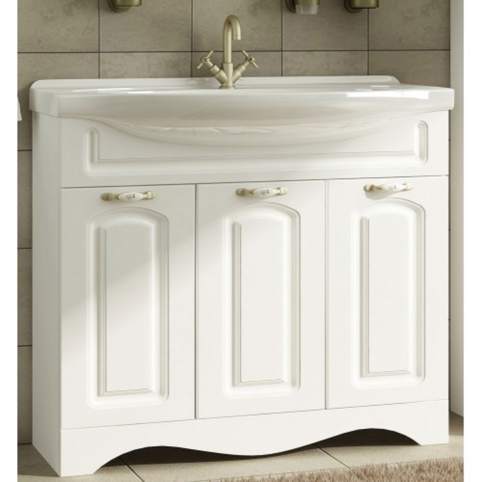 Тумба Sun&amp;Aqua "Наталия 90", 3 двери, цвет белый, под умывальник "Эльбрус 90"