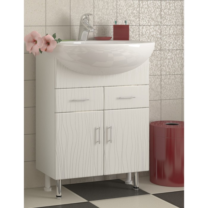 Тумба Sun&amp;Aqua "Ника 60", 2 двери, 2 ящика, под умывальник "Уют 60"