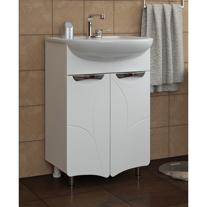 Тумба Sun&amp;Aqua"Оскар 60", 2 двери, цвет белый, под умывальник "Уют 60"