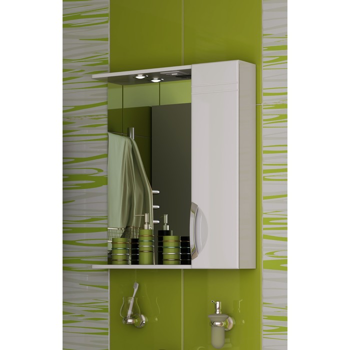 Шкаф-зеркало Sun&amp;Aqua "Джика 75 С", правый, цвет белый