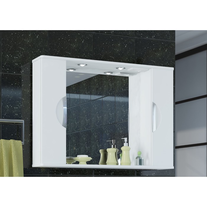 Шкаф-зеркало Sun&amp;Aqua "Джика 75 С", 2 створки, цвет белый