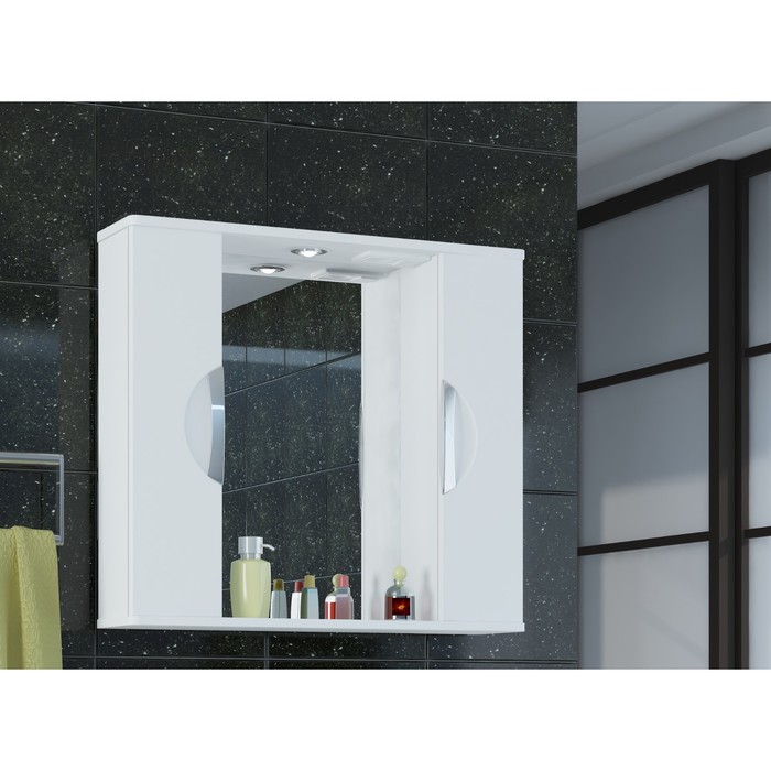 Шкаф-зеркало Sun&amp;Aqua "Джика 80 С", левый, цвет белый