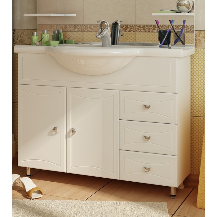 Тумба Sun&amp;Aqua "Стиль 100", 2 двери, 3 ящика под умывальник "Эльбрус 100"