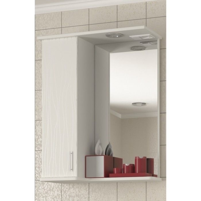 Шкаф-зеркало Sun&amp;Aqua "Ника", левый, white stripe