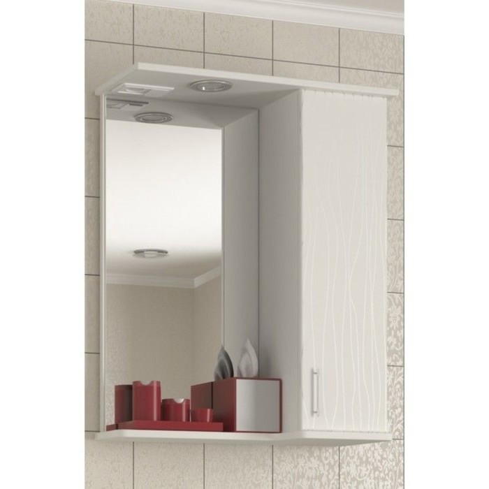 Шкаф-зеркало Sun&amp;Aqua "Ника", правый, white stripe