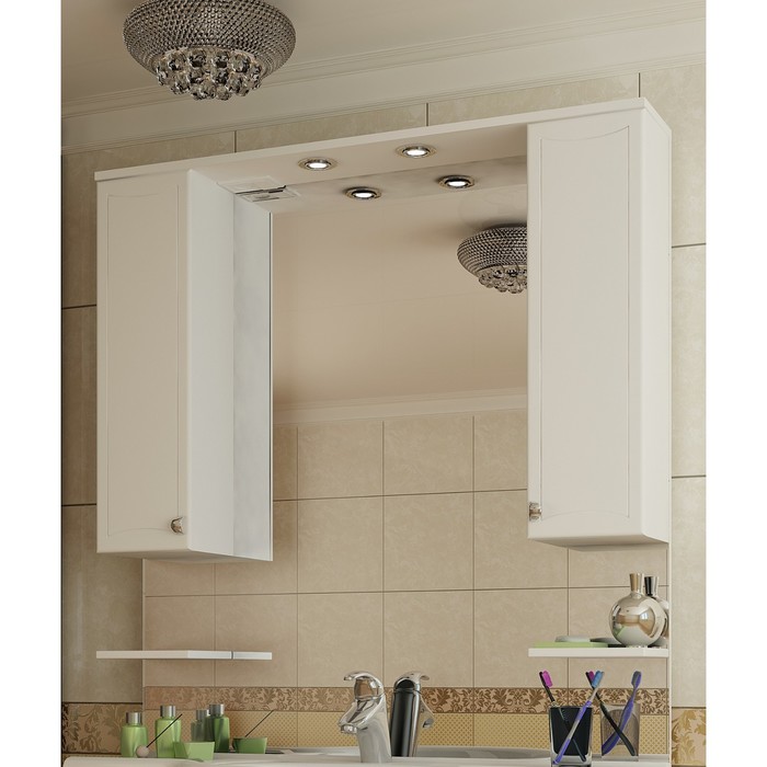 Шкаф-зеркало Sun&amp;Aqua "Стиль 105 2С", 2 створки, цвет белый