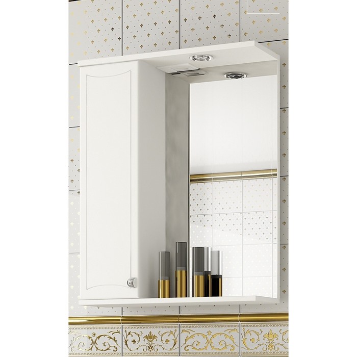 Шкаф-зеркало Sun&amp;Aqua "Стиль 70 С", левый, цвет белый