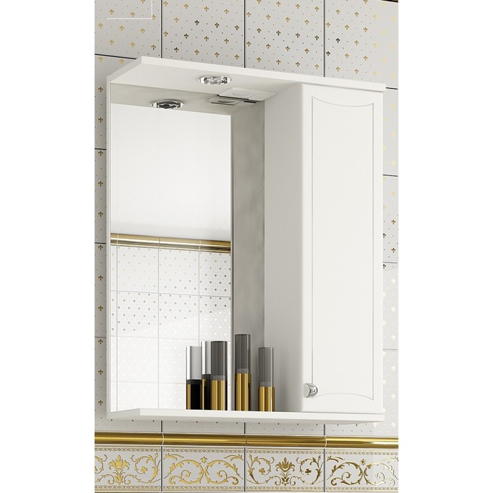 Шкаф-зеркало Sun&amp;Aqua "Стиль 70 С", правый, цвет белый