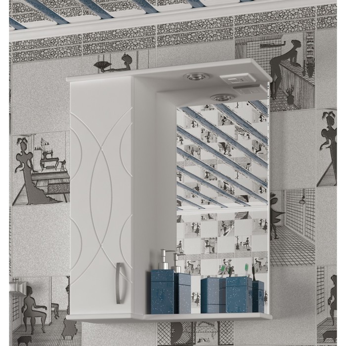 Шкаф-зеркало Sun&amp;Aqua "Турин 55 С", левый, цвет белый