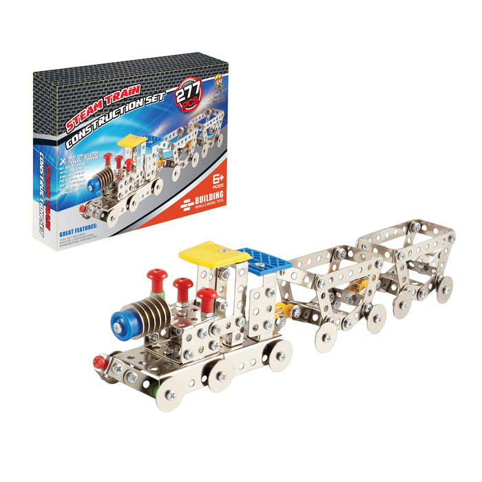Конструктор металлический «Паровоз с вагонами», 277 деталей