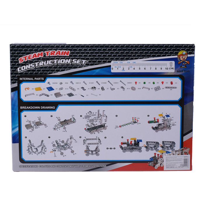 Конструктор металлический «Паровоз с вагонами», 277 деталей