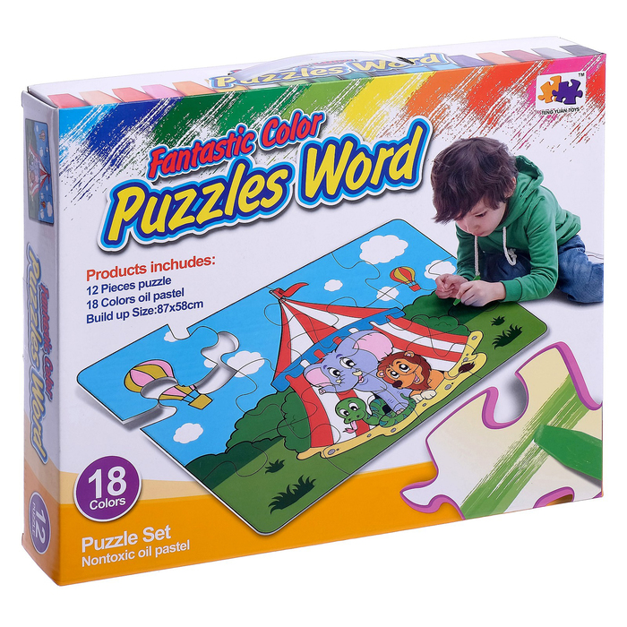 Коврик-пазл "Весёлый цирк" с мелками