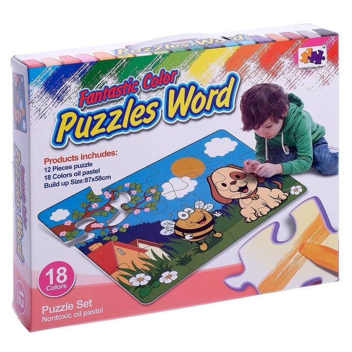 Коврик-пазл "Весёлые друзья" с мелками