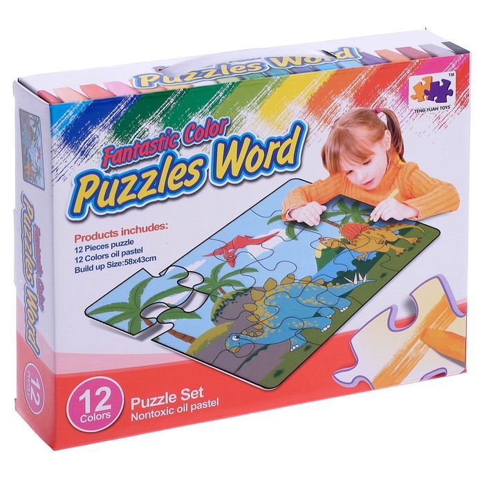 Коврик-пазл "Динозавры" с мелками