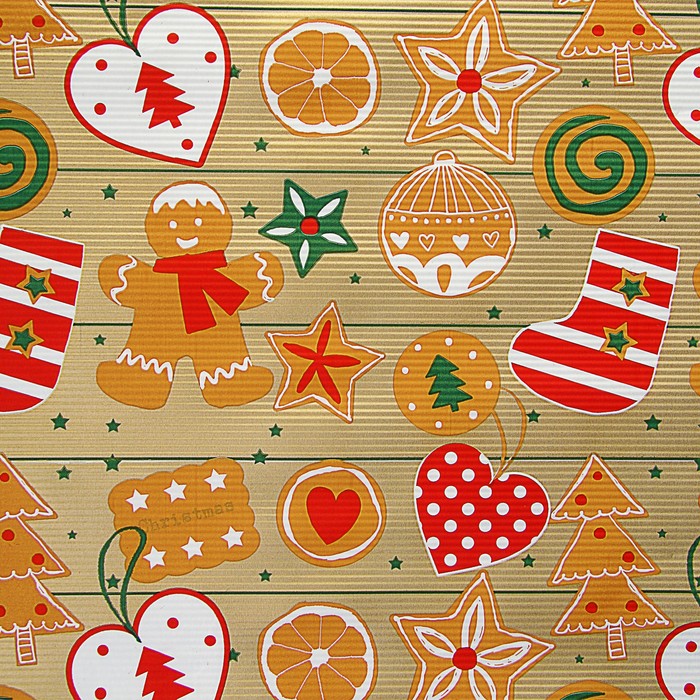 Бумага упаковочная крафт, новогодняя, 0.5 х 10 м