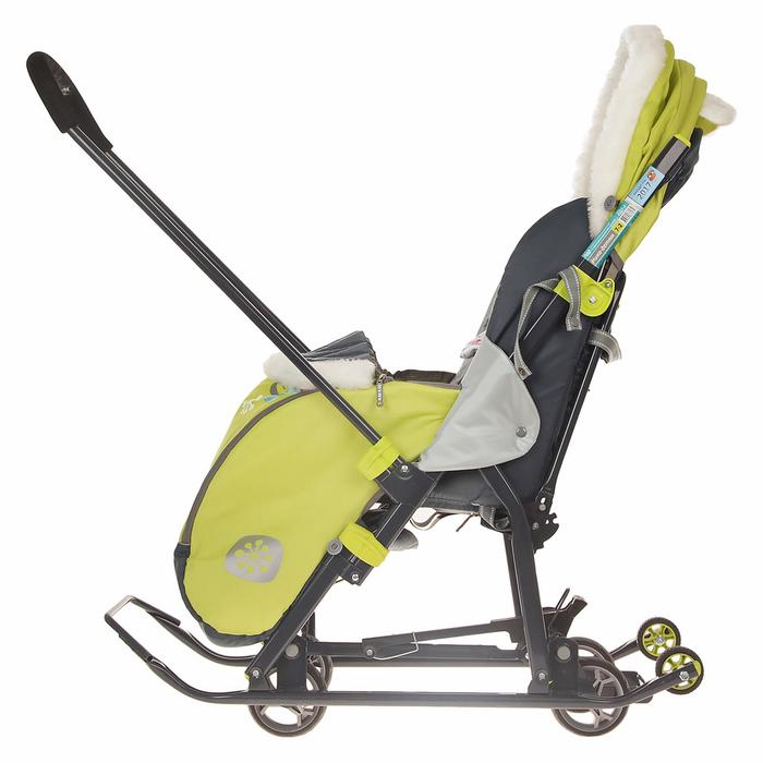 Санки-коляска "Ника детям7-2", рисунок с жирафом (модель 2017 года), цвет лимонный