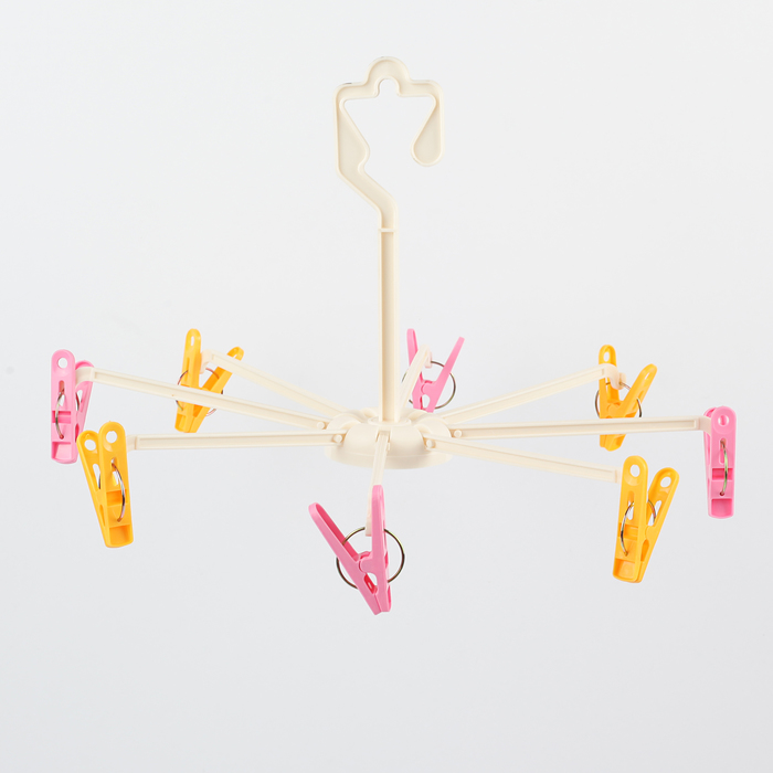 Сушилка для белья подвесная складная 8 прищепок, цвет МИКС