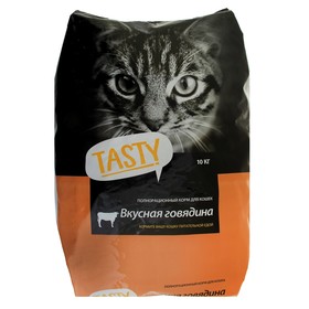 Сухой корм Tasty для взрослых  кошек, говядина, 10 кг