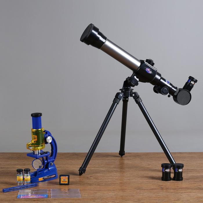 Набор обучающий Юный натуралист Ultra: телескоп настольный 20х/ 30х/ 40х, съемные линзы, микроскоп