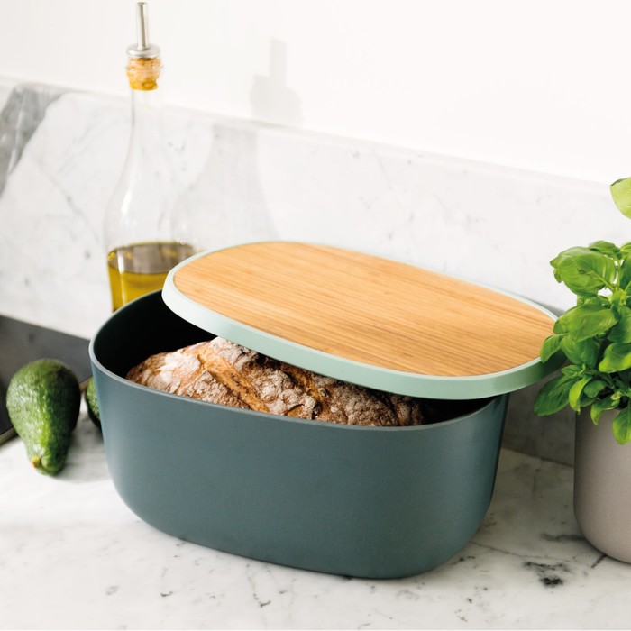 Хлебница бамбуковая с крышкой разделочной доской Leo, 21,5 х 31,5 х 15 см