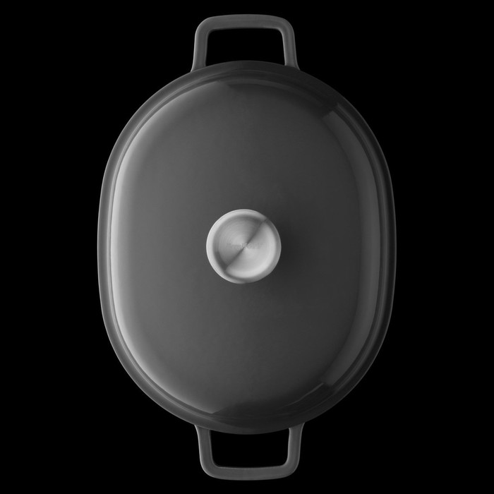 Кастрюля чугунная овальная с крышкой Gem, 27 х 22 см, 4,1 л