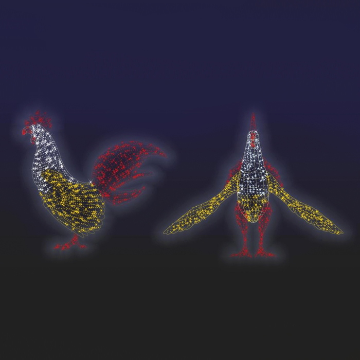 Светодиодная фигура "ПЕТУХ", объёмная, 2 х 2.02 х 2.47 м, статика, 120 Вт