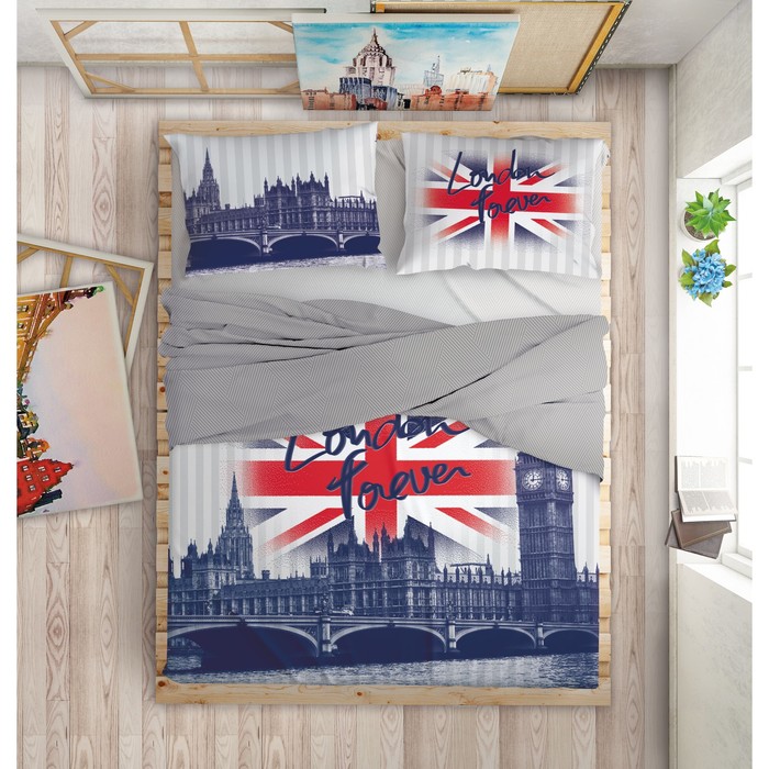 КПБ London 2 сп., 160х200 см, 180х215 см, 50х70 см-2 шт., 70х70 см-2 шт., перкаль