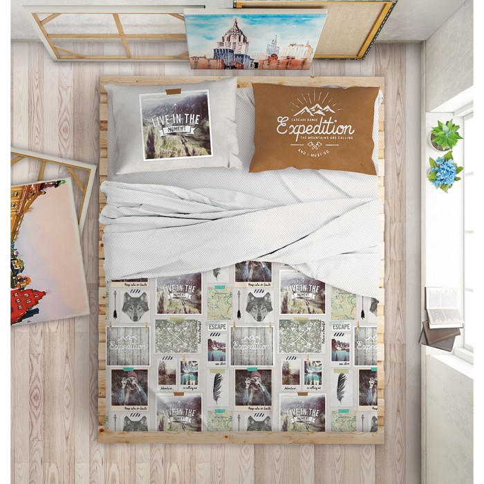 КПБ Traveler евро, 220х240 см, 200х220 см, 50х70 см-2 шт.. 70х70 см-2 шт., перкаль
