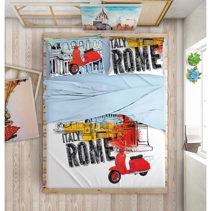 КПБ Holiday in Rome 2 сп., 160х200 см, 180х215 см, 50х70 см-2 шт., 70х70 см-2 шт., перкаль