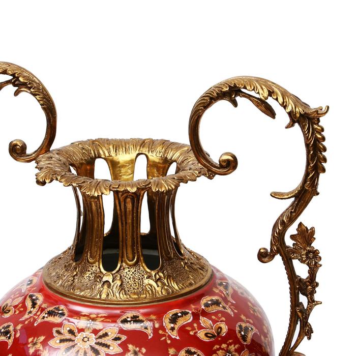 Ваза с росписью "Цветы", красная