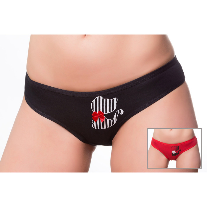 Набор трусов женских слипы (2 шт) si00530 цвет чёрный/красный, р-р 48 (L)