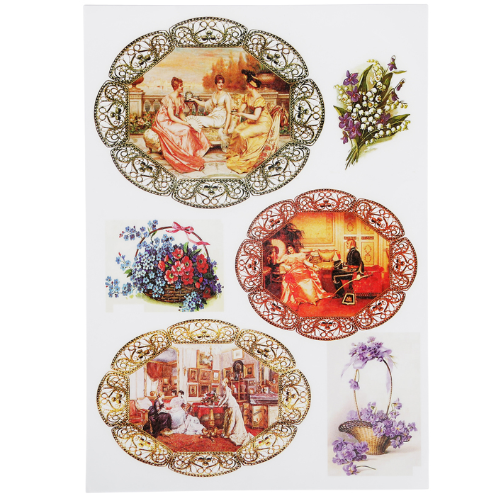 Декупажная карта "Финифть и дамы" 54 г/м2 формат А4